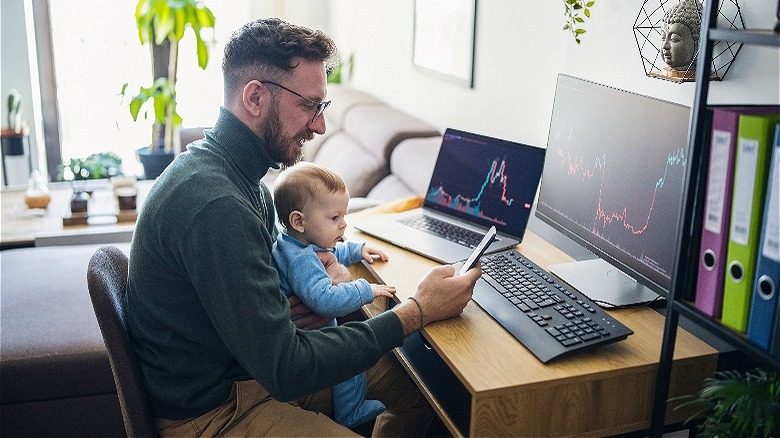 Person looking at trading screens