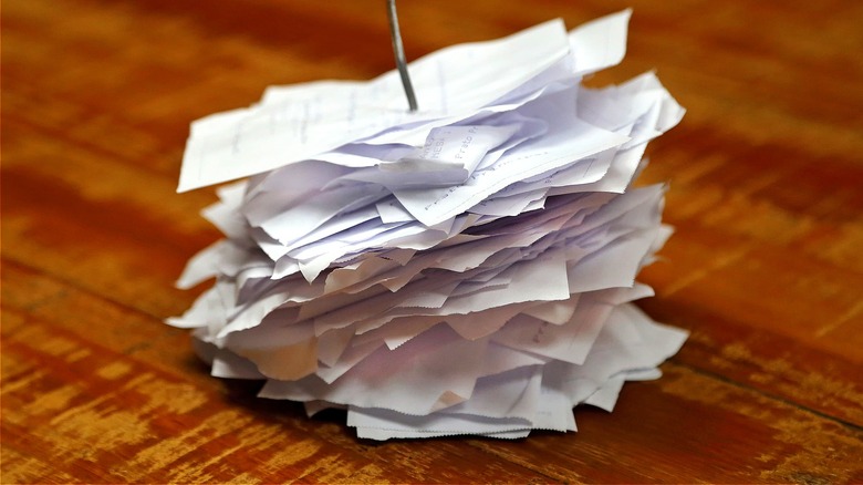 Pile of receipts on floor