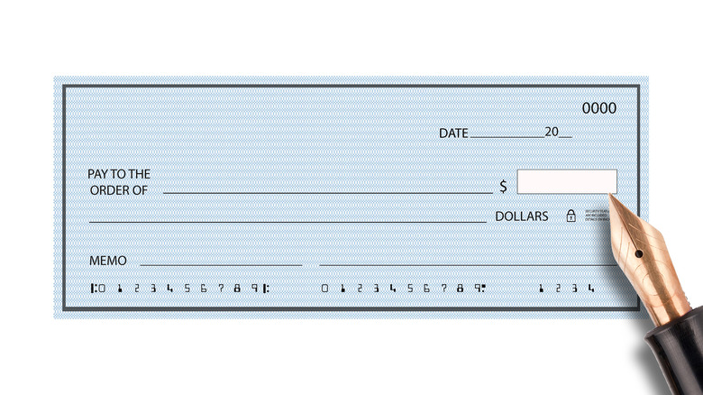 View of a blank check