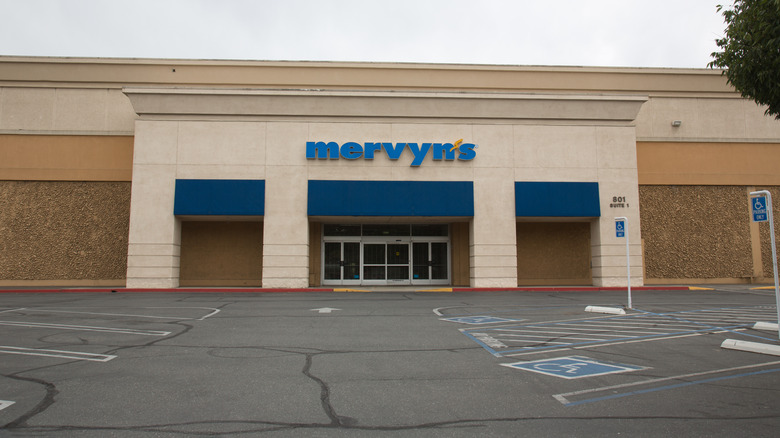 The old Mervyn's storefront in the East Avenue mall in Chico, California.