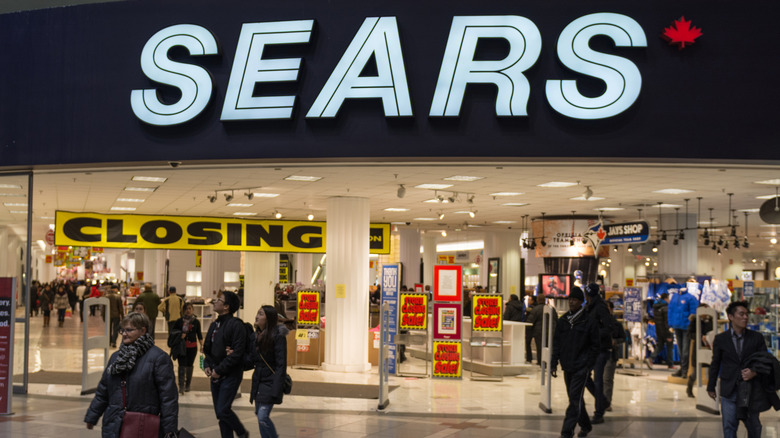 The main entrance of a closing Sears department in Toronto.