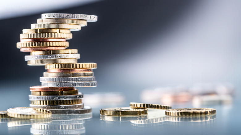 a stack of coins