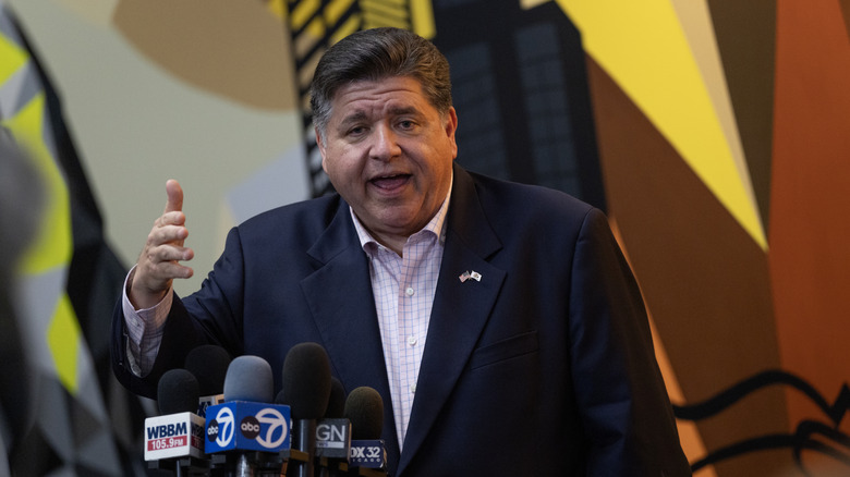 Illinois Governor JB Pritzker at a press conference