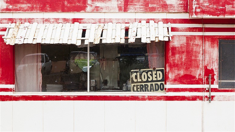 Front of a closed restaurant