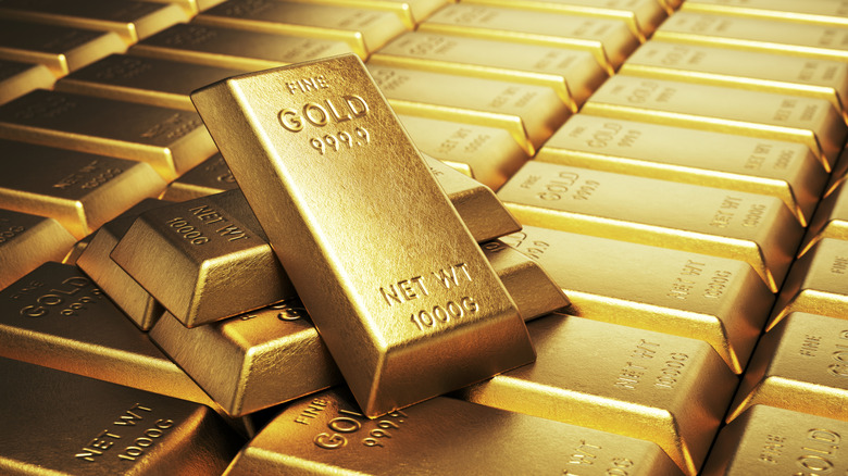 A pile of gold bars