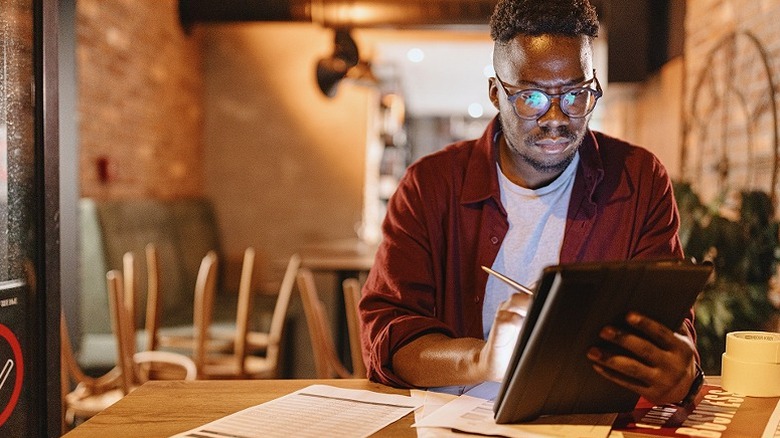 Person looking over finances