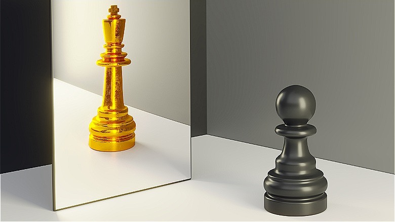 pawn and king in mirror