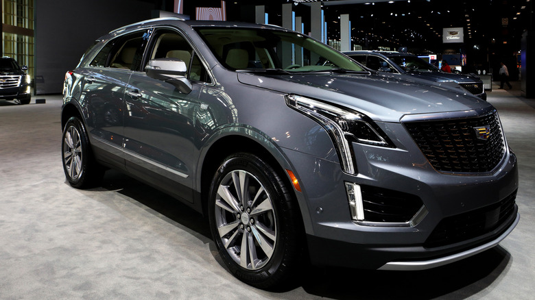 A Cadillac XT5 on display at the Chicago Auto Show in 2020.