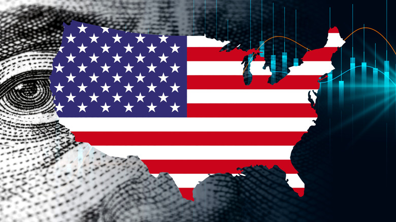 American flag-themed map of United States