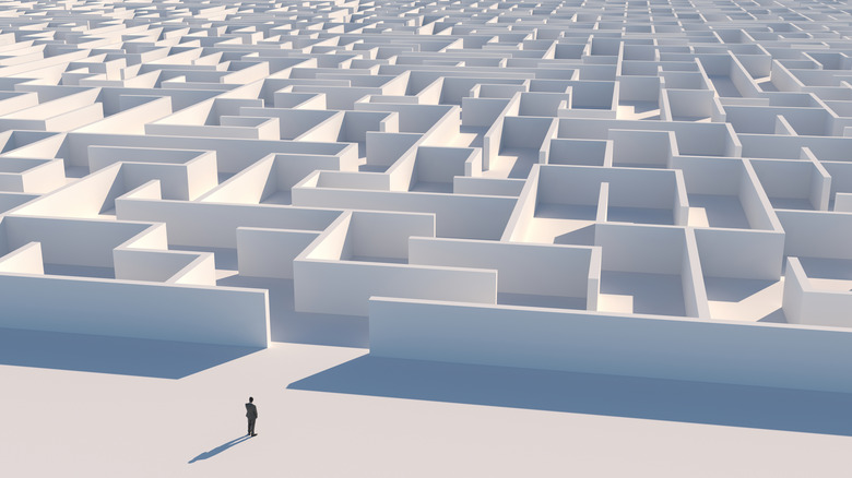 businessman looking at maze