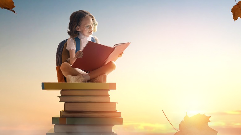 Child reading books