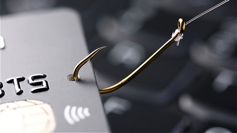 Credit card on fishing hook