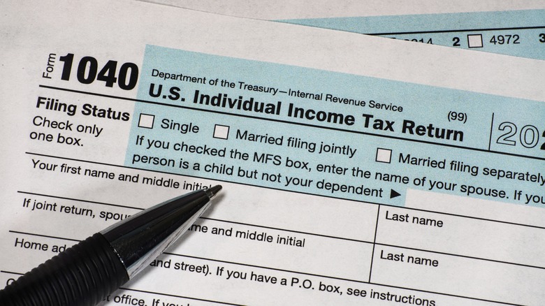 Close-up of 1040 Form
