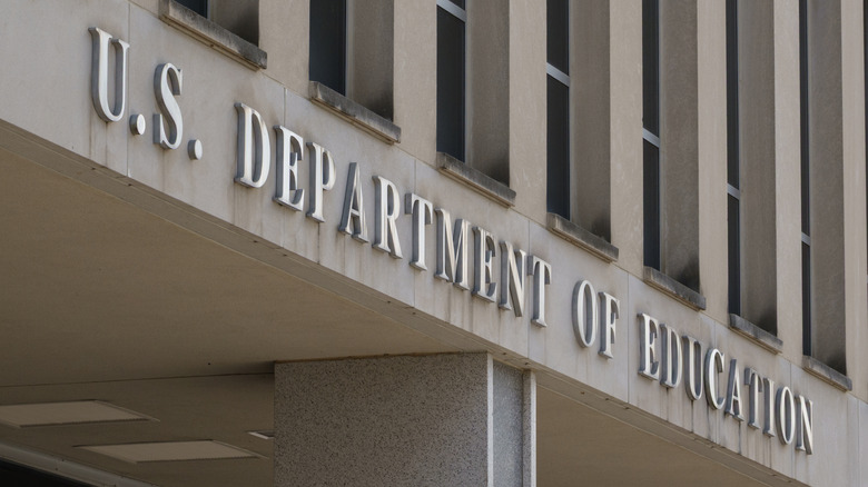 An angled view of the federal U.S. Department of Education building