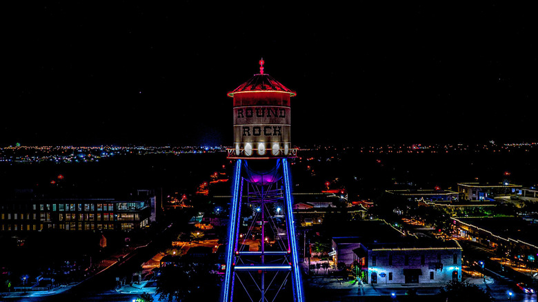 View of Round Rock at night.