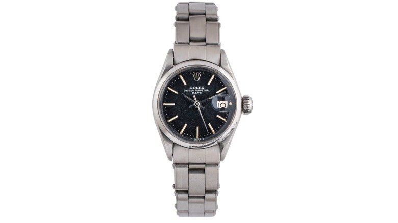 Silver bracelet Oyster Perpetual Date with black-blue dial