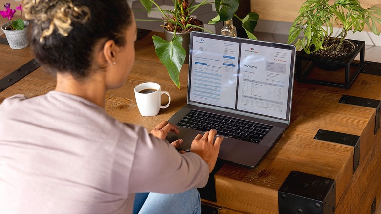 Person reviewing bank account online