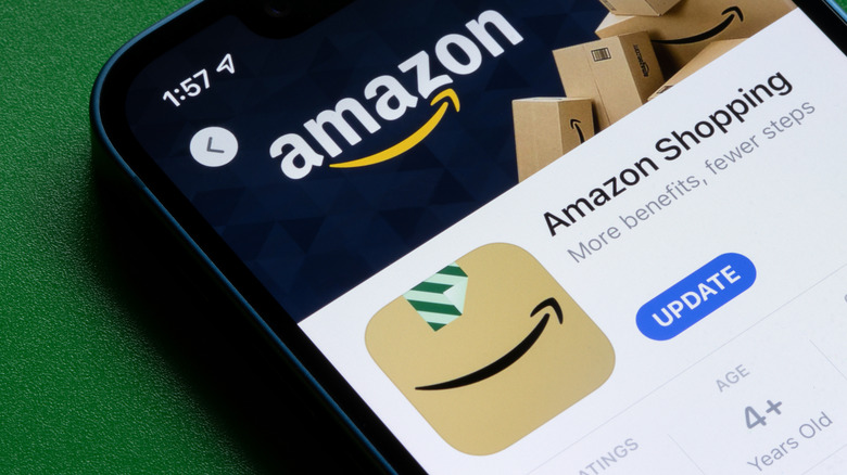 Amazon app is seen in the App Store on an iPhone