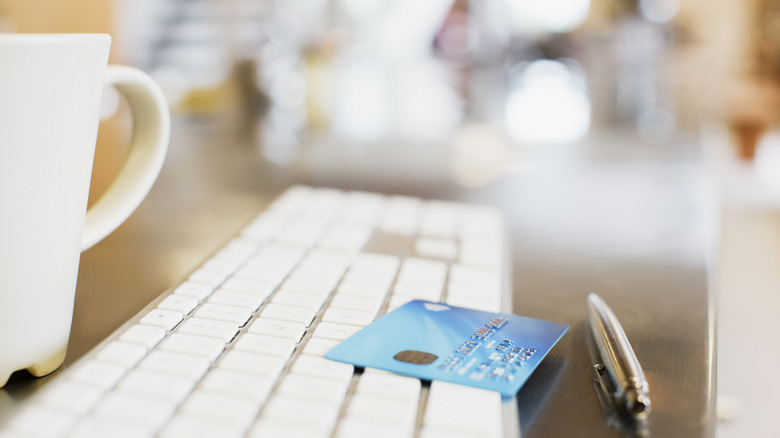 credit card on keyboard