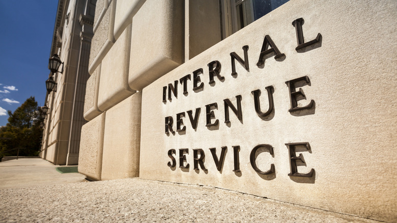 Exterior building sign for the Internal Revenue Service