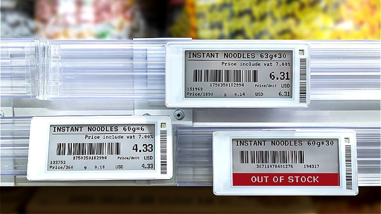 Tag displaying price per gram