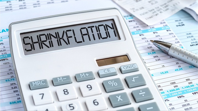 Shrinkflation typed in calculator window