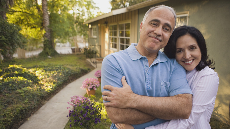 happy couple at home