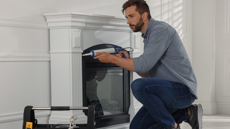 sealing fireplace with caulk