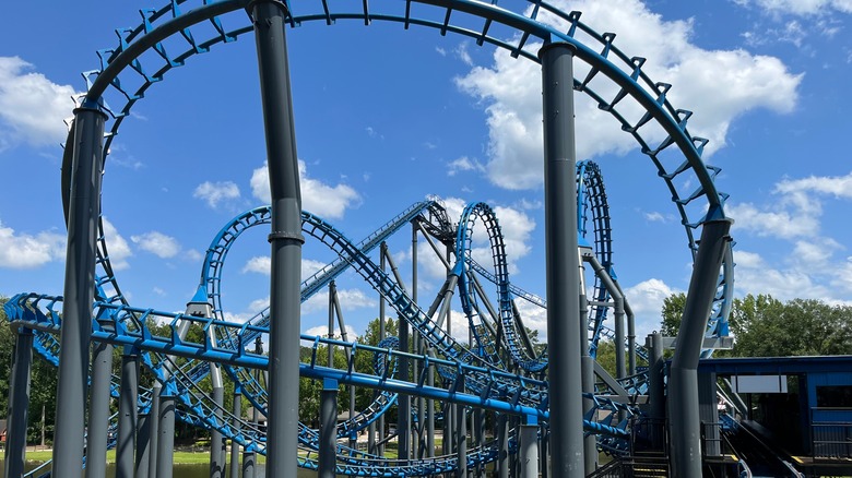 Roller coaster at a Six Flags amusement park