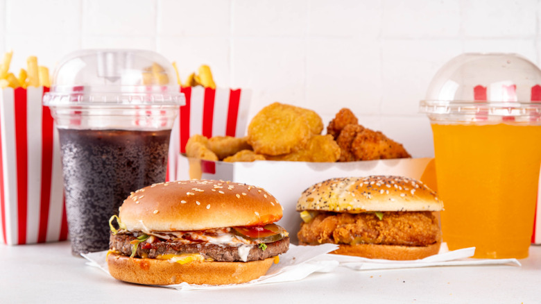 fast food on display