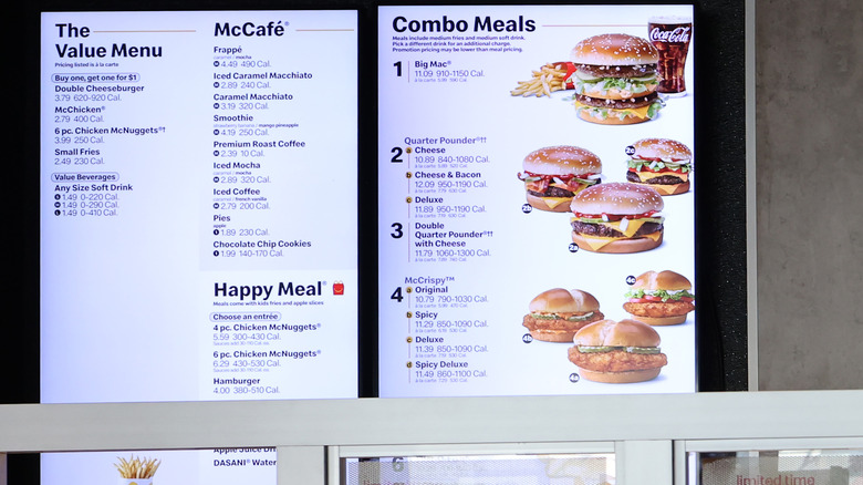 A McDonald's menu is seen at a McDonald's on October 23, 2024 in the Flatbush neighborhood in the Brooklyn borough of New York City.