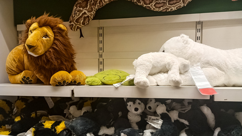 Stuffed animals sold at an IKEA.
