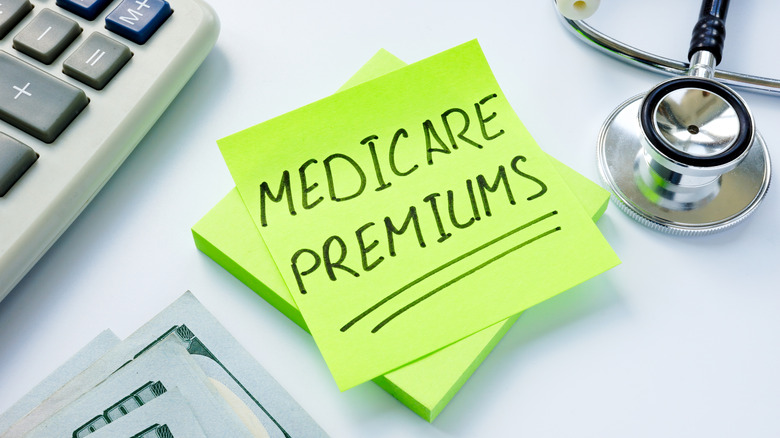 medicare premiums written on a post-it note