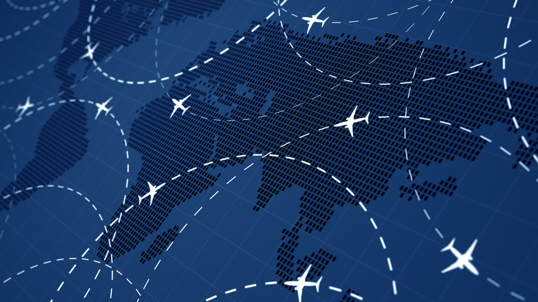 airplane figures on a map