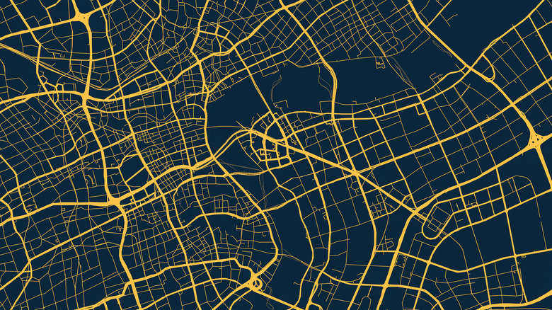 map with streets highlighted