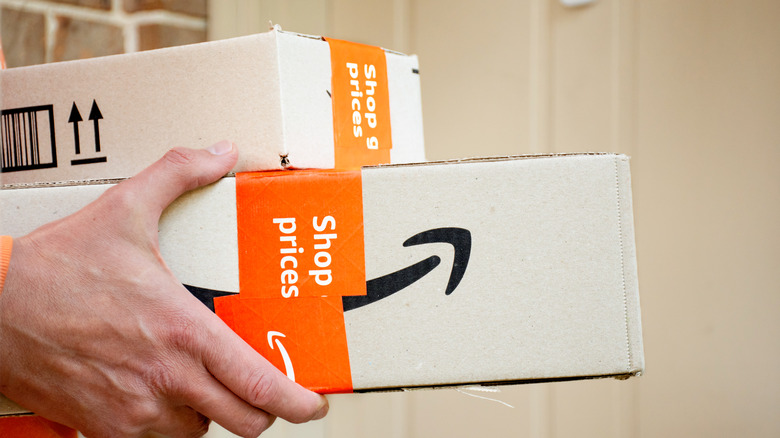 Amazon packages being delivered