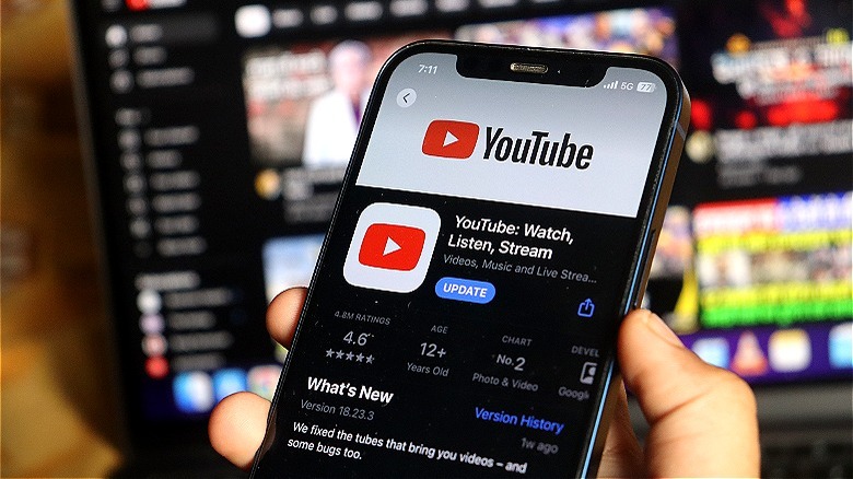 YouTube app on smartphone