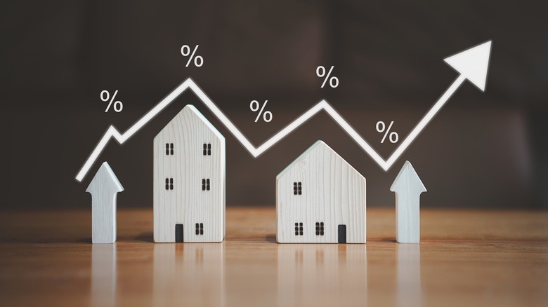 house blocks and interest rate line