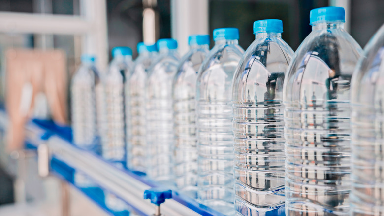 water bottled on a shelf