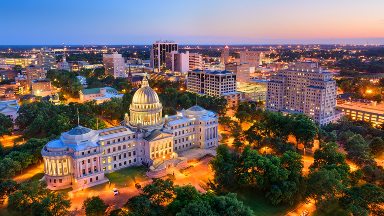 Jackson, Mississippi, USA skyline over the Capitol Building.