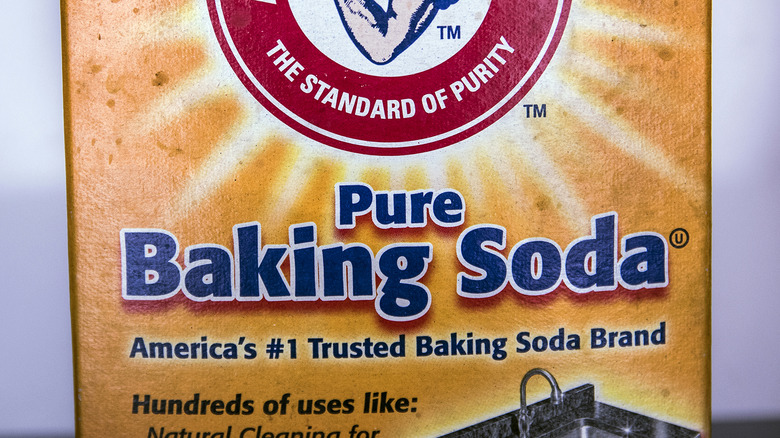 A box of Arm and Hammer baking soda.