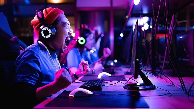 Gamer screaming victoriously