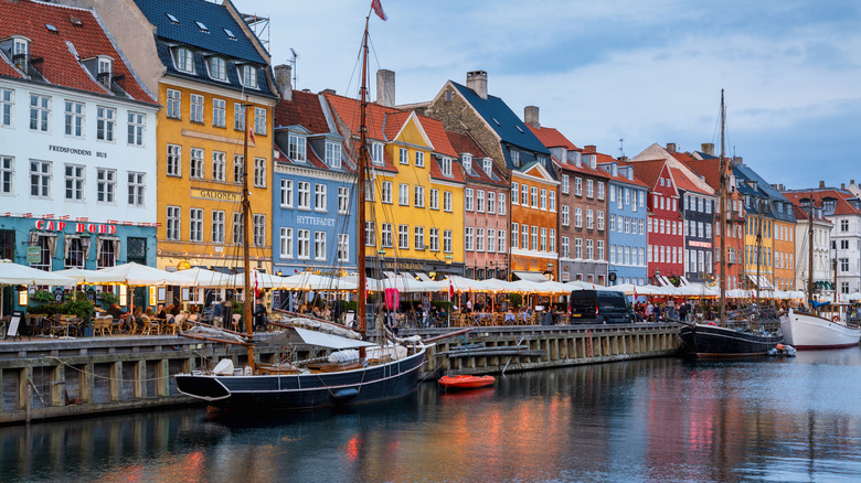 Copenhagen Cityscape View of the famous Nyhaven District of Copenhagen in late summer.