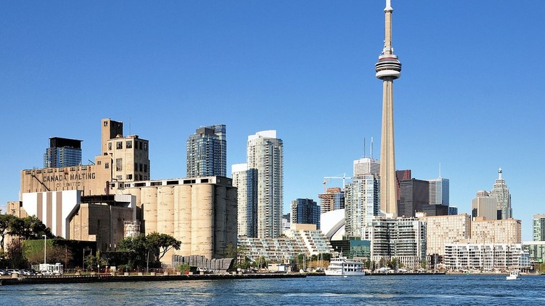 Toronto, Ontario skyline from the water during the day