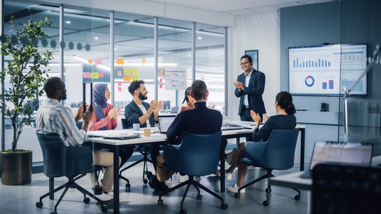 CEO in office meeting