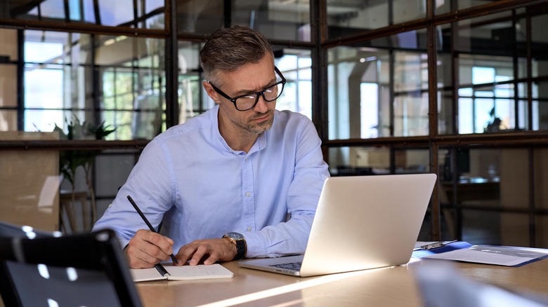 man working on a laptop