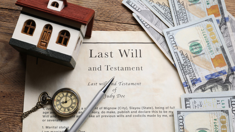 will document with house figurine and money in the frame