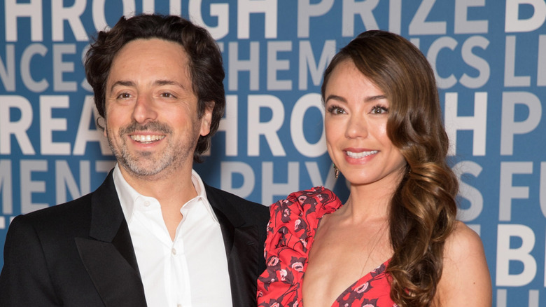 Sergey Brin and Nicole Shanahan at the 2018 Breakthrough Prize at NASA Ames Research Center on December 3, 2017, in Mountain View, California