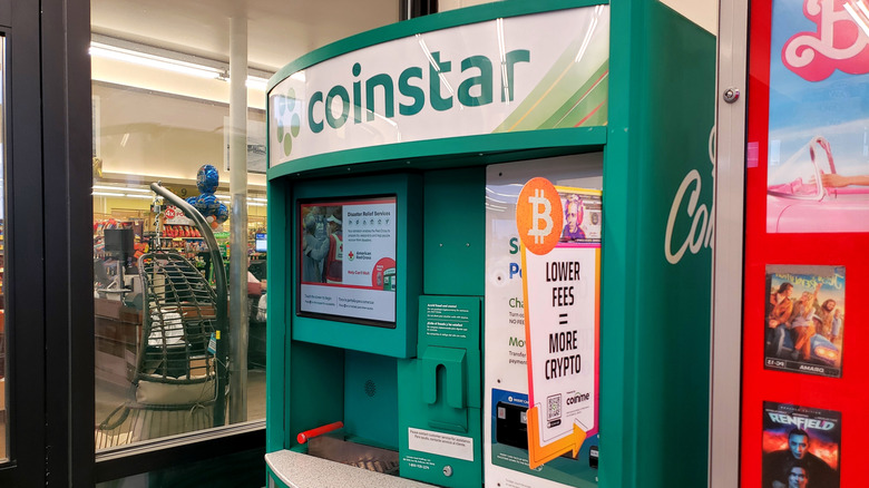 A Coinstar machine in a grocery store