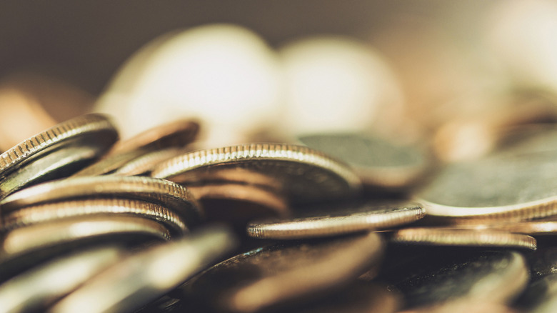 A large pile of coins